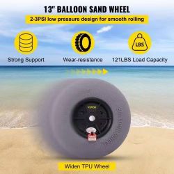 Beach Balloon Wheels, 13\" Replacement Sand Tires, TPU Cart Tires for Kayak Dolly, Canoe Cart and Buggy with Free Air Pump, 2-Pack#227