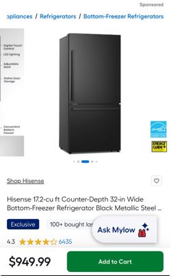 17.2-cu ft Counter-Depth Bottom-Freezer Refrigerator Black Metallic Steel ) ENERGY STAR Certified