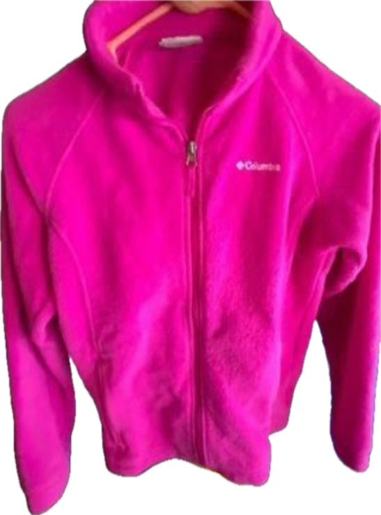 #214 Girls Large (14-16) Bright Pink Columbia Sweater Jacket