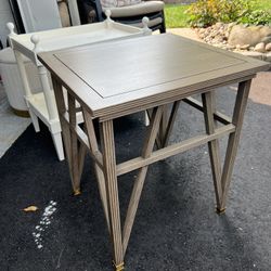 Wooden Side Table End Table Gold Accents
