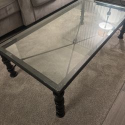Black Metal Glass Table