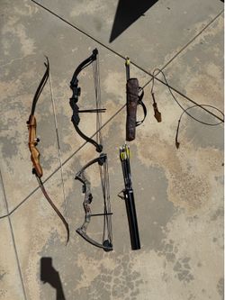 Archery equipment, recurve bow, compound bows, and arrows with quivers