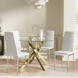 Silver Round Glass Dining Table(BRAND NEW STILL IN BOX)