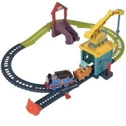 Thomas & Friends Motorized Toy Train Set Fix 'em Up Friends with Carly the Crane, Sandy the Rail Speeder & Thomas