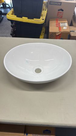 $25Eclisse Crisp White Vitreous China 16 x 13 in. Oval Bathroom Vessel Sink