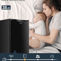 3.2 Cu.Ft Mini Fridge with Freezer, Single Door Mini Fridge, Dorm Fridge, Adjustable Thermostat, Mini Refrigerator for Bedroom, Office, Dor