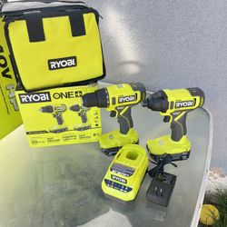 Ryobi 18v Cordless 1/2 in. Drill Driver And 1/4 in. Hex Impact Driver Kit