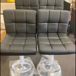 Set of 4 Black  Adjustable Height Barstools