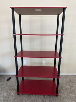 Mainstays No Tools 5-Shelf Storage Bookcase, Red