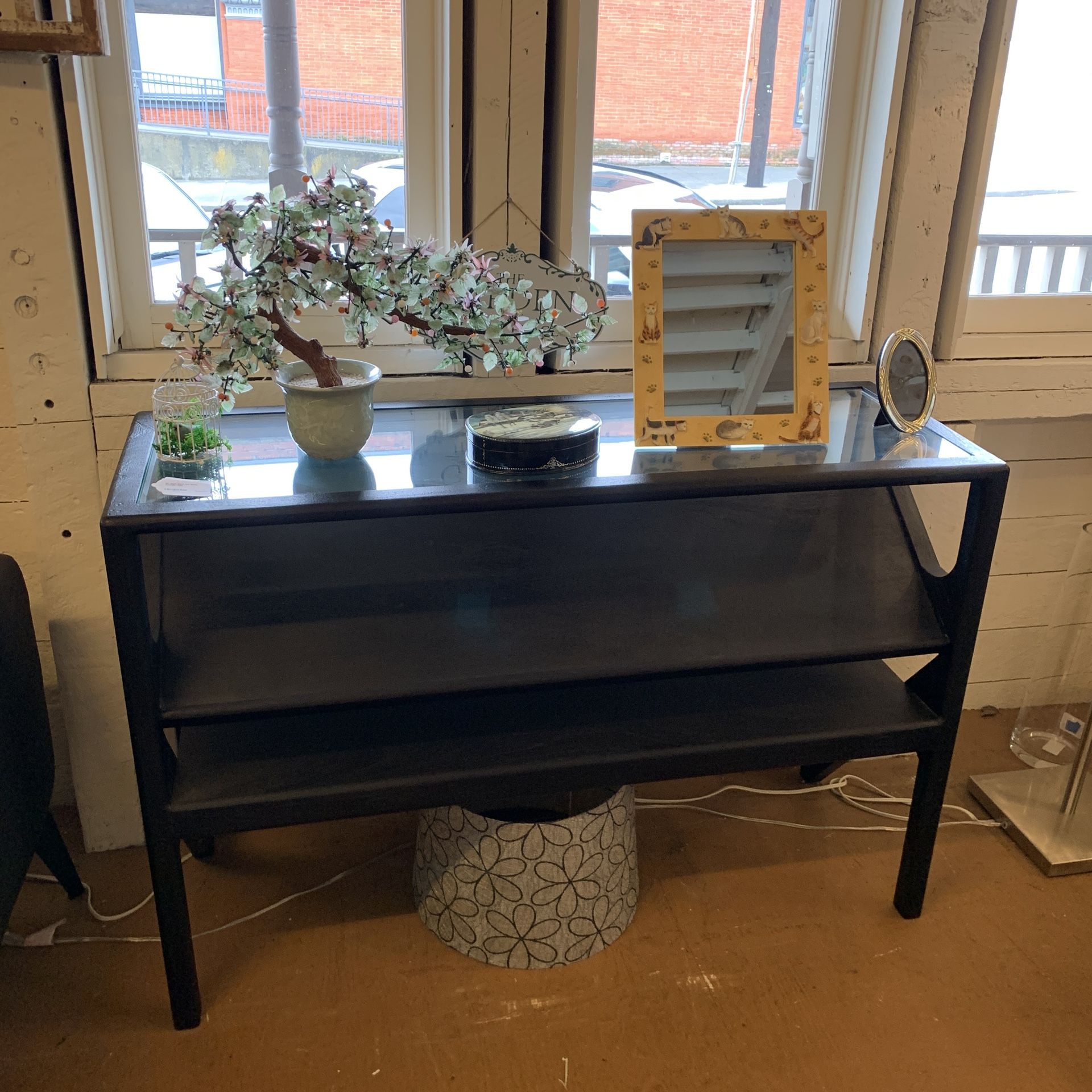 MC Style Black And Glass Console Table