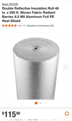 4x Rolls of Radiant Barrier 48”x 250’ per roll