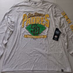 XXL Padres '47 Men's Grey Fair Ball Franklin Long Sleeve T-Shirt
