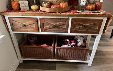 Rustic Farmhouse Console Table with Drawers