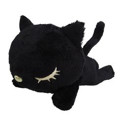 Stuffed Animal Cute Black Cat with Long Eyelashes