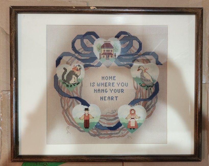 17×21 needle stitch in laminate wood frame