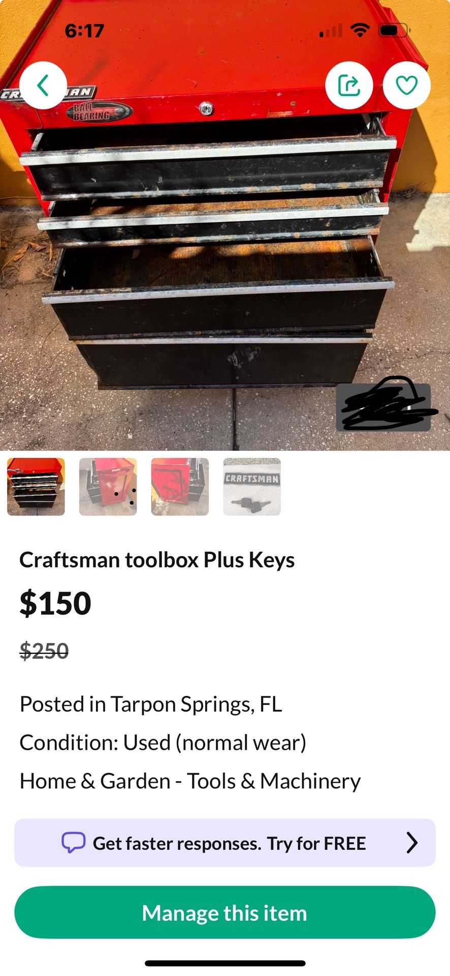 Craftsman toolbox Plus Keys