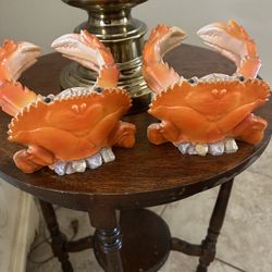 Crab Wine Bottle Holder Nautical Florida Orange Seafood Ocean Beach Costal Resin