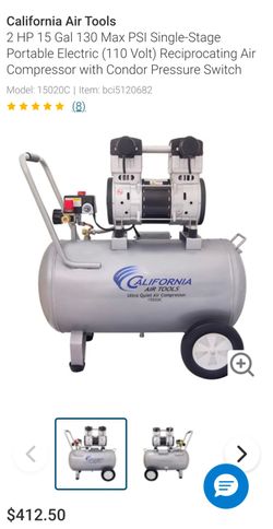 🔥$275 🔥Brand New Factory Sealed Box 🔥California Air Tools, 15020C Powerful 2.0 HP Ultra Quiet and Oil-Free Air, 15 Gallons