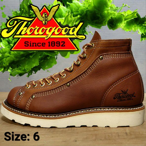 New THOROGOOD Men's American Heritage Soft Toe, Lace-To-Toe Roofer Work Boots Size: 6
