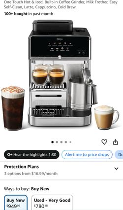Ninja AutoBarista Fully Automatic Espresso, 10 Drink Options, AE1001