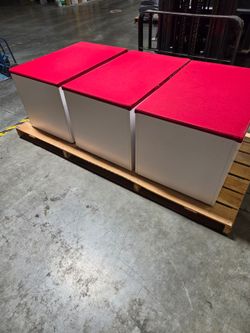 3 Storage Credenzas with Upholstered Cushion Seat Top