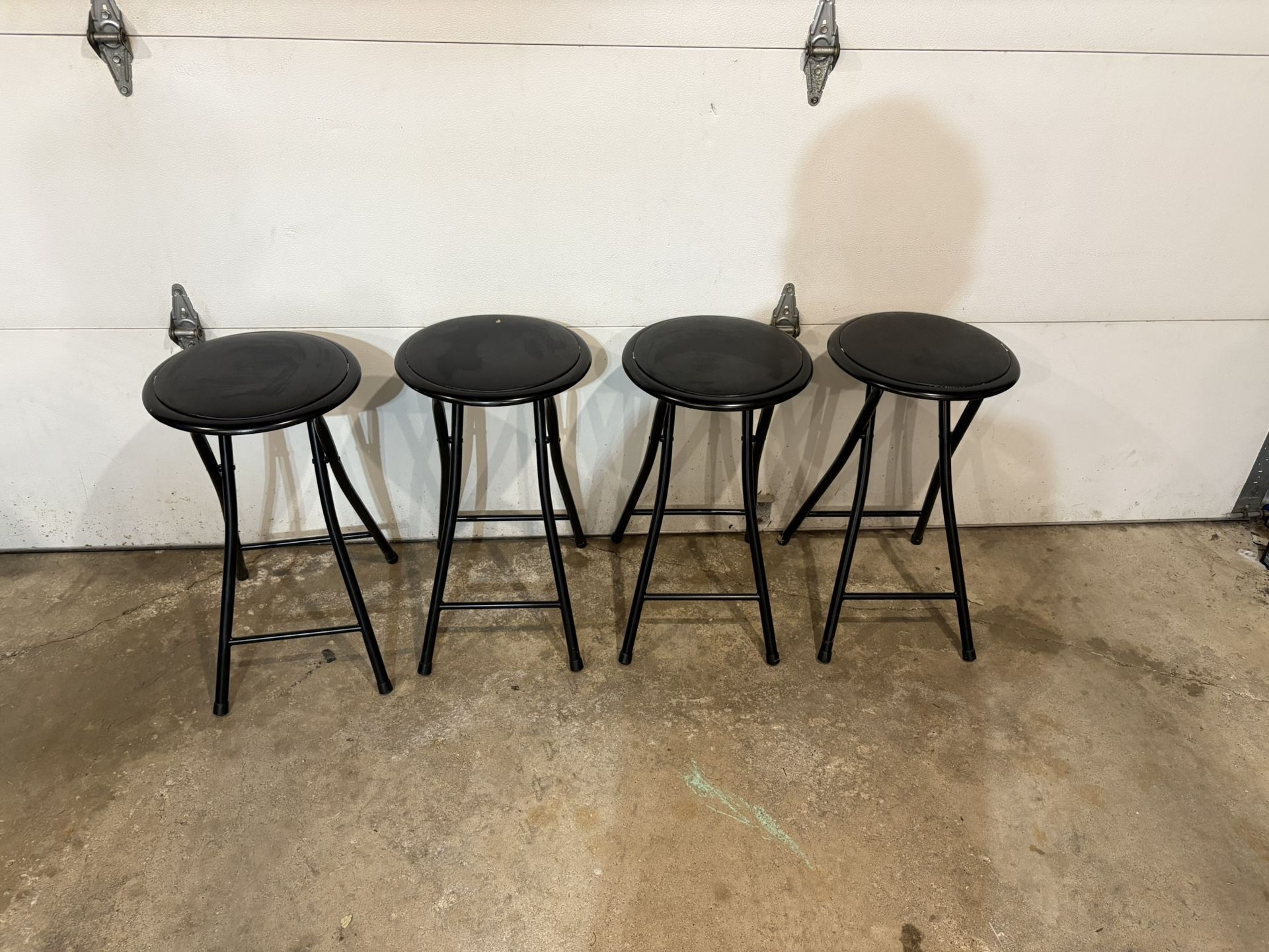 Set Of 4 Metal Black Folding Stools