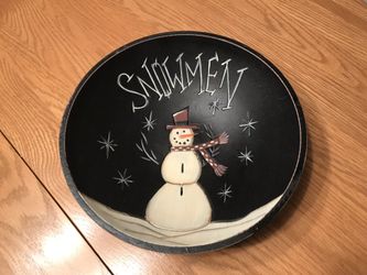 Wooden snowman decorative bowl