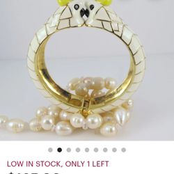 Kate Spade Genuine Kissing Cockatoos Bangle Bracelet, Rare