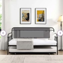Black Metal Day Bed With Trundle with two twin size mattresses included 