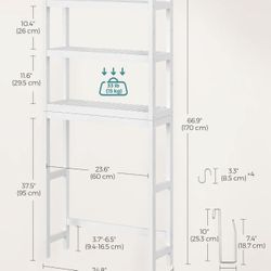 SONGMICS Over The Toilet Storage 3-Tier Bathroom Organizer with Adjustable Shelf - White