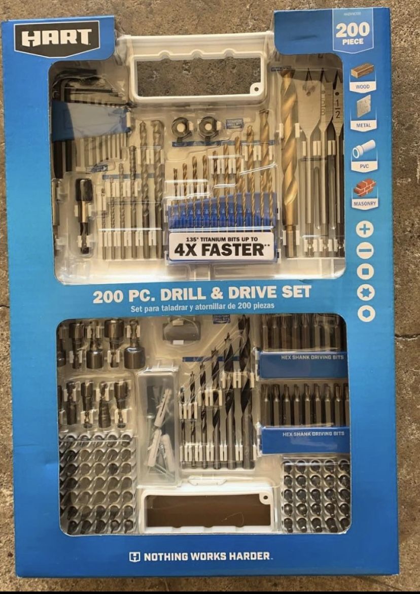 HART Drill Drills Drive Bit Set with Storage Case accessory for tools