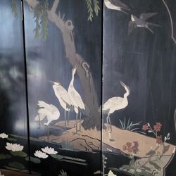 Antique Six Panel Mahogany Cormandel Screen 