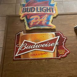 Large Budweiser And Bud Light Metal Beer Sign Breweriana. Signs Shape In Pennsylvania Symbols