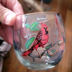 Vintage 1960s Ned Smith Birds  Roly Poly Glasses | Mid-Century Modern Barware | 