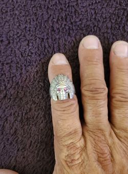 Vintage Silver Mens Indian Chief Ring 