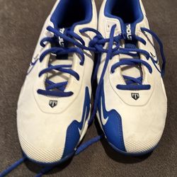 Nike blue and white baseball cleats
