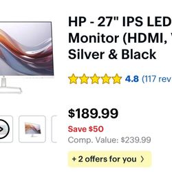 27” HP Monitor (see next photo)