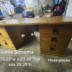 Solid wood Three piece desk by William Sonoma
