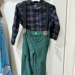 Carter's Plaid Shirt and Green Pants Set