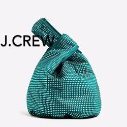 (NEW) (1 AVAILABLE) WOMEN’S J.CREW DARK SPRUCE SANTORINI BAG WITH CRYSTALS 