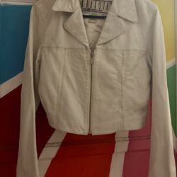 90s Y2K Vintage White Genuine Leather Wens Jacket Size Medium