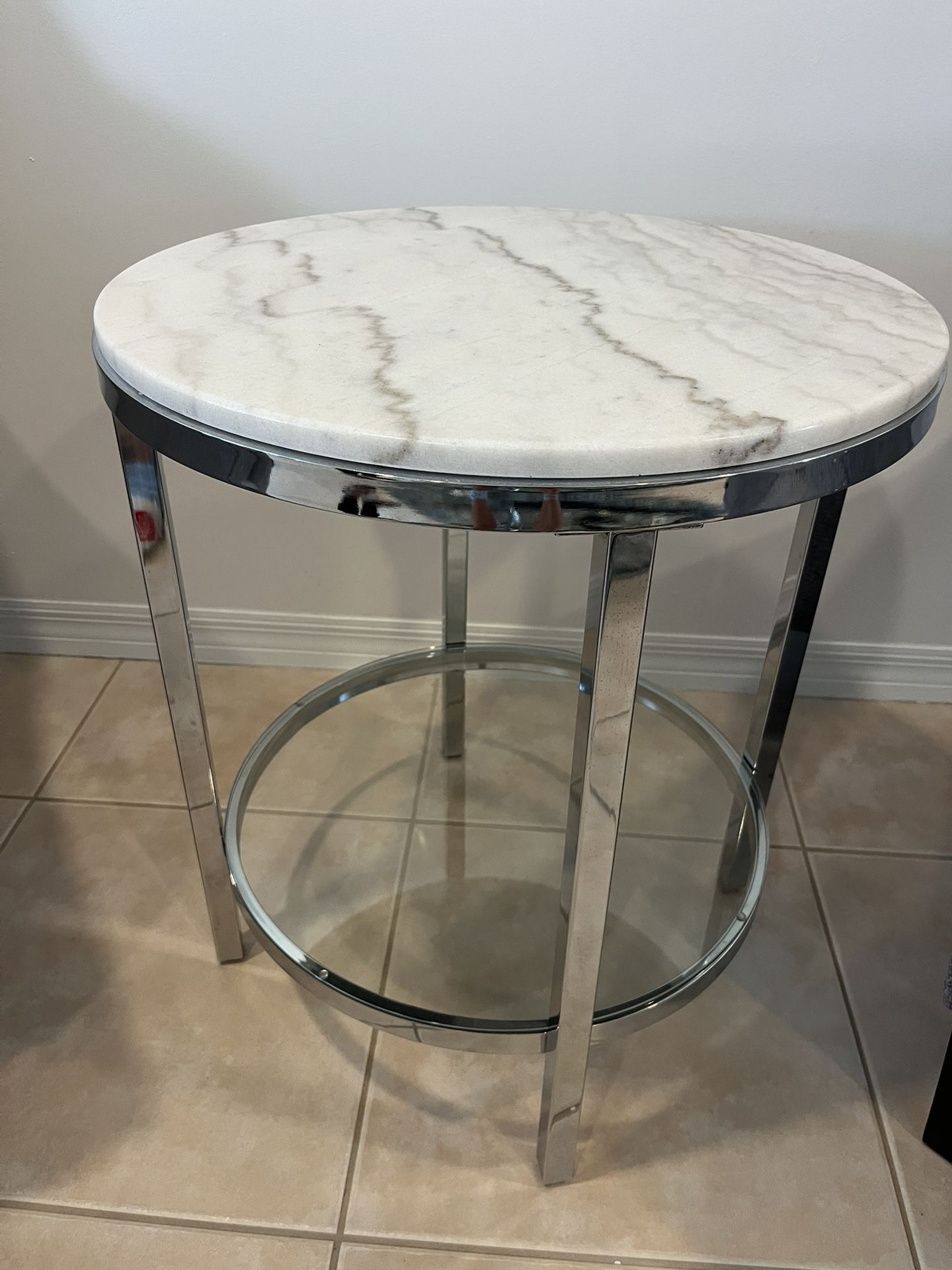 Chrome And Marble Side Table