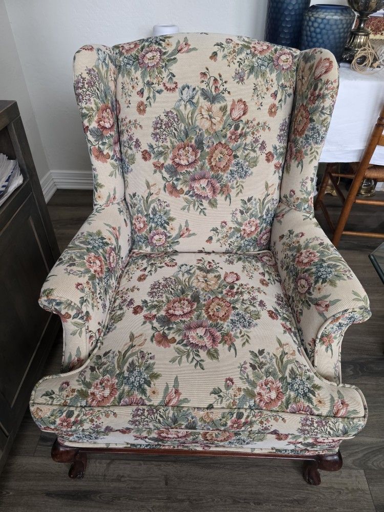 Wingback Chair floral pattern  