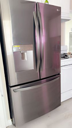 Dark grey LG french door refrigerator