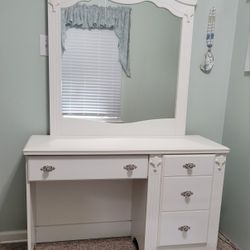 White Vanity / Desk with Mirror $250 or BO