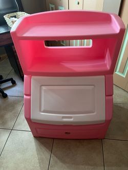 Toy box with book shelf pink