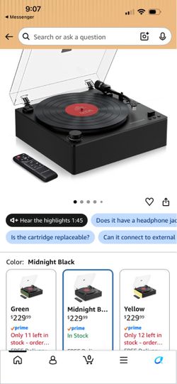 MYKESONIC Automatic Record Player, Bluetooth Belt Drive Vinyl Turntable, Magnetic AT-3600L Cartridge, Bluetooth in & Out, Hi-Fi Stereo Speakers, Aux i