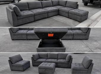 Thomasville 6pc sectional sofa dark grey