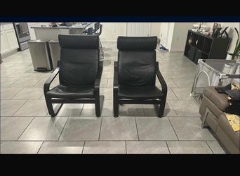 2 Black Leather Ikea