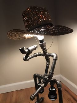 Industrial pipe table lamp guy